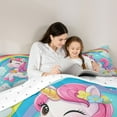 thumbnail image 5 of Castle Fairy Cute Unicorn 3 Pieces Queen Comforter Set for Kids Children Teens,Magical Horse Ultra Soft Bedding Sets,Floral Flowers Rainbow Bedding Comforter Set Breathable,Breathable Home Decor, 5 of 8