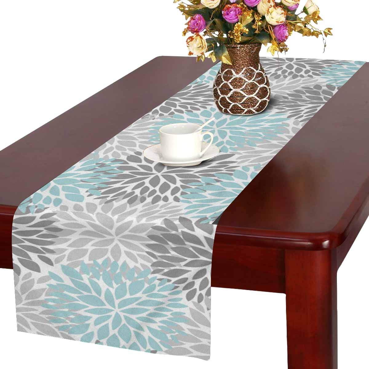 MKHERT Dahlia Pinnata Flower Light Blue And Gradient Gray Table