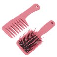 thumbnail image 2 of Juego de peine cepillo para el cabello, 2 uds., portátil, masaje del cuero cabelludo, paleta húmeda seca, cepillo de pelo de dientes anchos, conjunto de peine rosa, 2 of 8