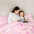 thumbnail image 5 of Erosebridal Girls Unicorn 7-Piece Twin Bedding Sets,Cartoon Pink Princess Castle Bedding Comforter Set For Kids,Reversible Pink, 5 of 7