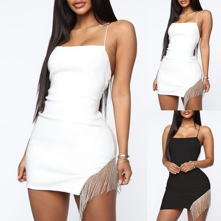 White dress with diamond straps top