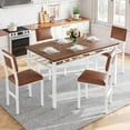 thumbnail image 3 of SESSLIFE 5 Pieces Dining Table Set, Modern Kitchen Table and 4 Chairs for Breakfast Small Spaces, Brown and White, 3 of 8