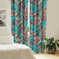 thumbnail image 2 of Ambesonne Tropical Curtains, Exotic Leaves Colorful Art, Pair of 28"x84", Dried Rose Indigo Aqua, 2 of 5