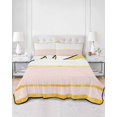 thumbnail image 2 of Quilts Twin Size Bedding Set, Modern Pink Gold Lightweight Quilted Comforter, Minimalist Geometric Yellow Striped Soft Reversible Bedspread Coverlet with Pillow Covers for All Season, 68" x 86", 2 of 7