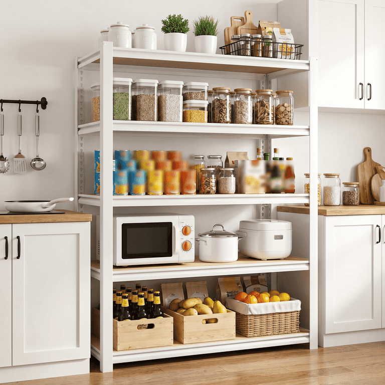 TrumanPick 5-Tier Pantry Shelving Unit, White, 1580 Lbs Capacity photo 5