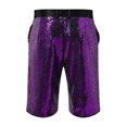 thumbnail image 6 of Shiny Metallic Wet Look Sequin Shorts for Men Summer Elastic Waist Straight Leg Sparkly Sequin Shorts with Pockets, 6 of 6