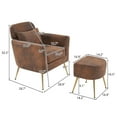 thumbnail image 7 of Accent Chair with Ottoman Set, Modern Bronzing Cloth Upholstered Armchair Lounge Chair with Lumbar Pillow and Gold Legs Comfy Single Sofa Chair Accent Chairs for Living Room Bedroom, Orange, 7 of 7