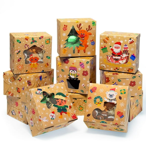 Minicajas navideñas para galletas qiqee, 30 unidades, 10 x 10 x 6 cm
