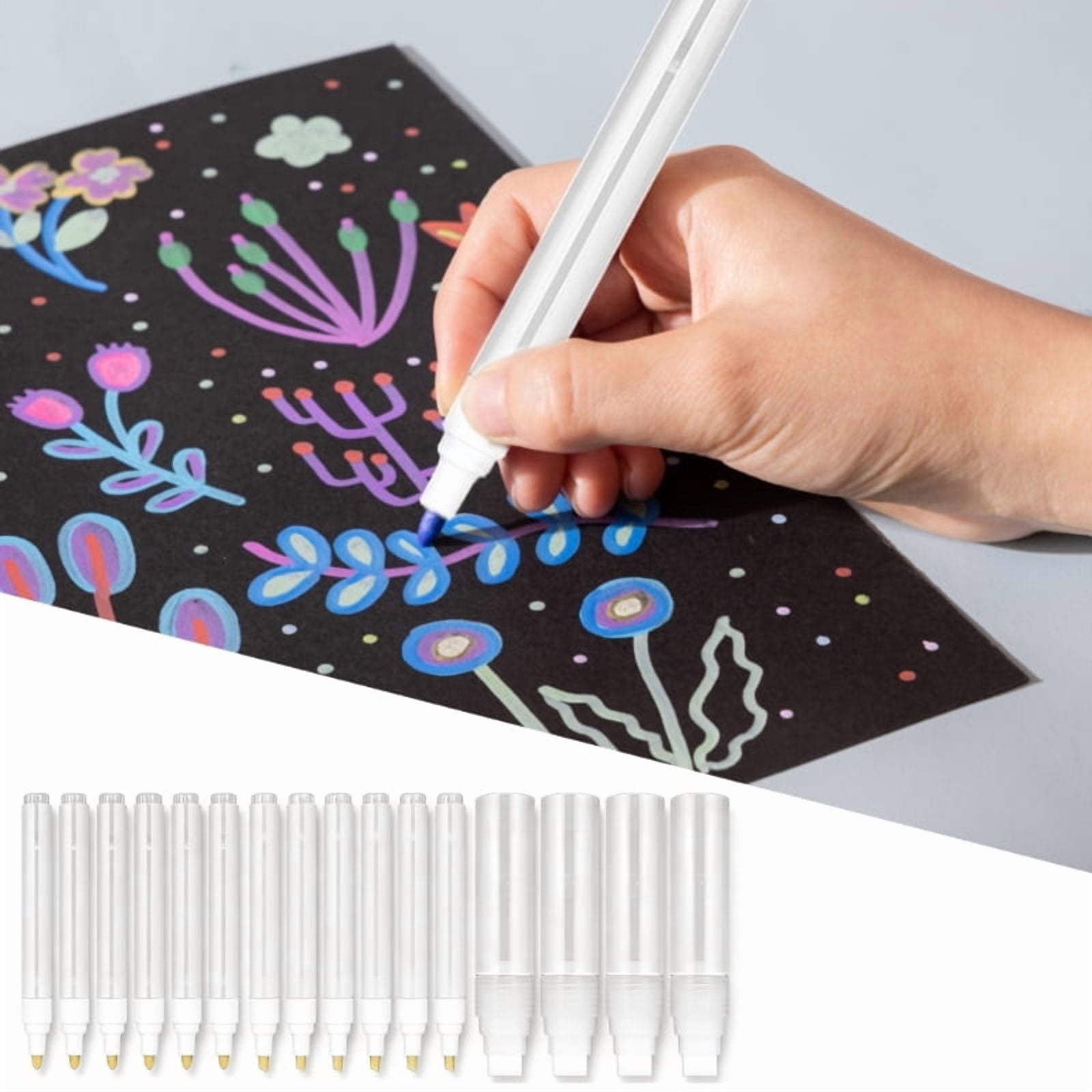 16Pcs Plastic Empty Marker Pen With 3 Droppers Refillable Empty Acrylic Paint Pen For Painting Doodling Handmade Craft