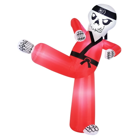 Occasions Décoration Gonflable de Cour d'Halloween de Kung Fu Skeleton de 6,5 Pieds