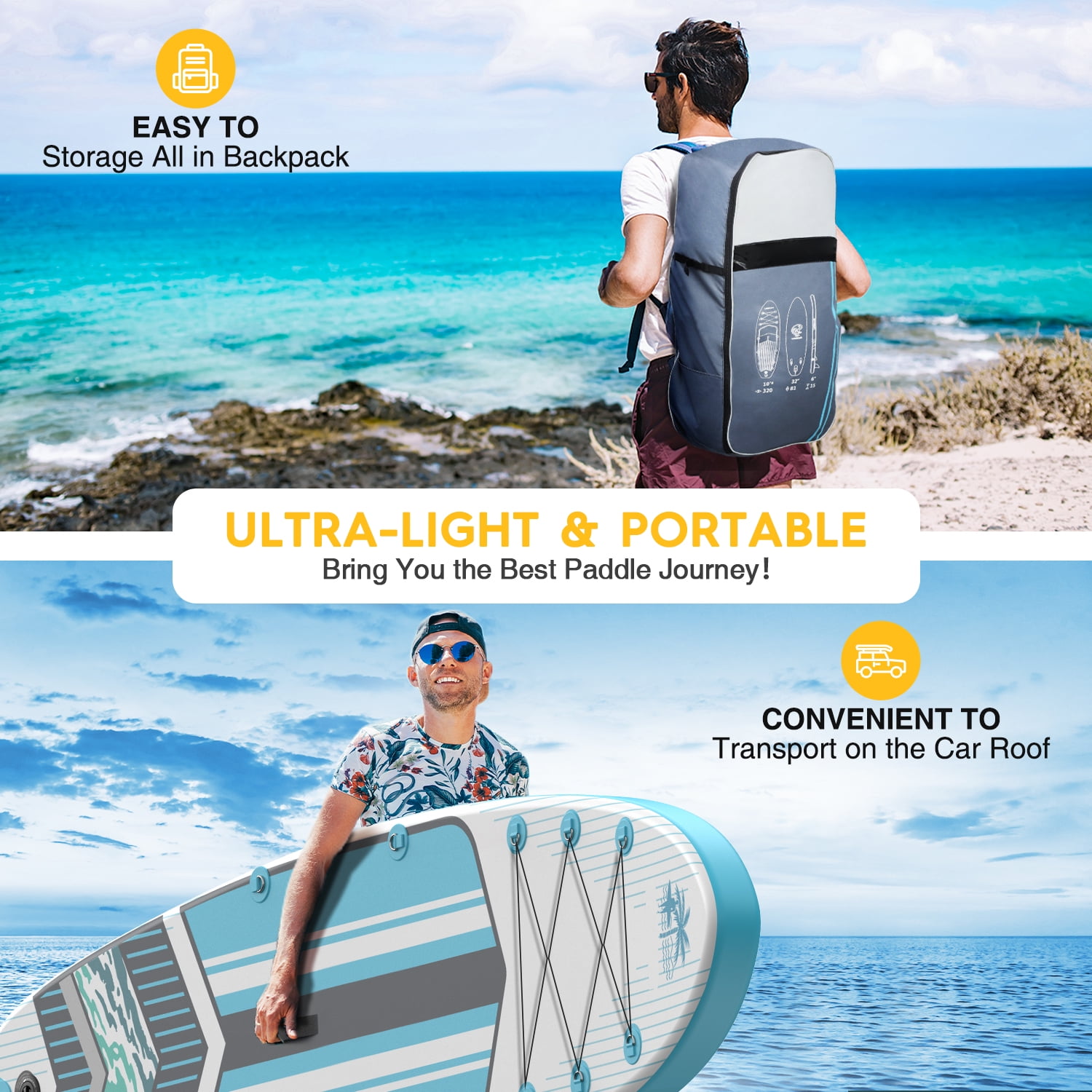 Paddle Board Inflatable SUP Paddleboard Stand Up Surfboard 10.6ft Complete Set 
