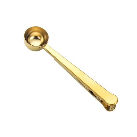 

Gyouwnll Coffee Clip Spoon Multifunctional Food Sealing Bag Mouth Clip Spoon the spoon Gold