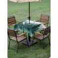 thumbnail image 5 of Square Outdoor Tablecloth with Umbrella Hole Turquoise Ombre Forest Outside Table Cloth Waterproof Patio Table Cover Watercolor Abstract Art Tree Zipper Tablecloths for Picnic Camping 54x54 Inch, 5 of 8