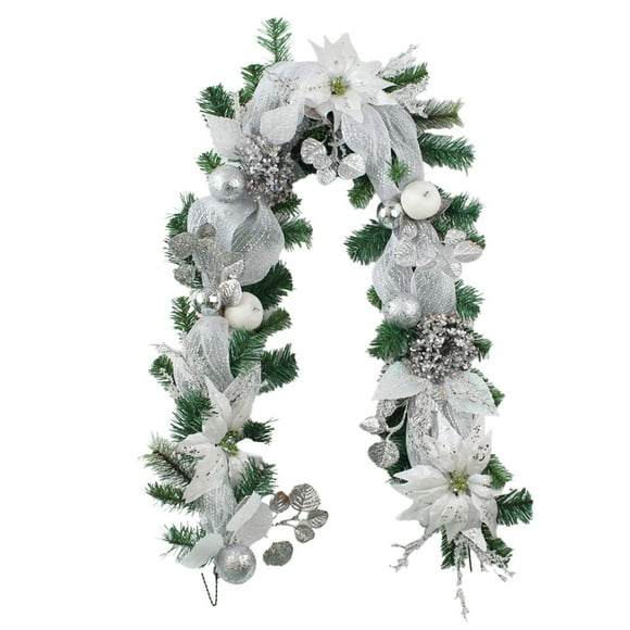 White Christmas Decorations,Screen Door Mesh Christmas Decorative Rattan Door Hanging Decoration White Screen Mesh White Christmas Flower Pvc Decorative Rattan Christmas Door Decorations