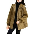 thumbnail image 3 of Jinhomg Fall Quilted Coat for Women Lightweight Comfy Button Down Hooded Puffer Jacket Plus Size Casual Solid Long Sleeve Outerwear with Pockets 90 off Clearance Sale Yellow XL, 3 of 10