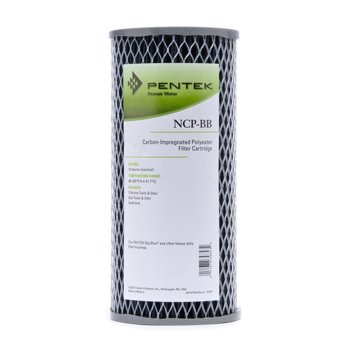 Pentair Pentek NCP-BB 10" Big Blue Whole House Carbon-Impregnated Polyester Sediment, Taste & Odor Water Filter - 10 Micron