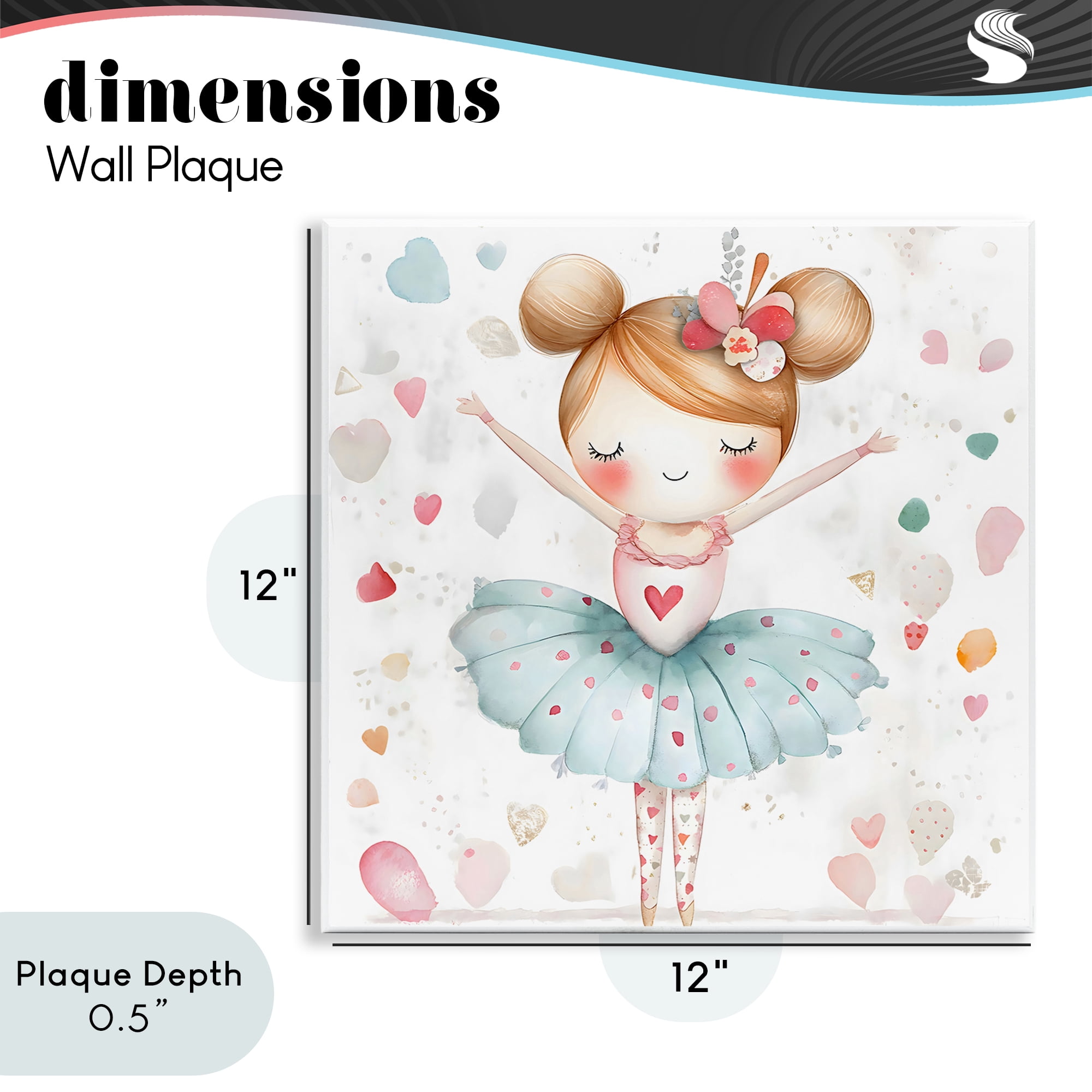 Stupell Industries Cute Ballerina with Hearts Wall Plaque Art, design by Creative Studio