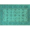 thumbnail image 1 of Ahgly Company Machine Washable Indoor Rectangle Oriental Turquoise Blue Traditional Area Rugs, 7' x 9', 1 of 4