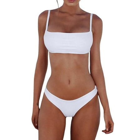 Lojoutye 2025 Women Bandeau Bandage Two Bikini Hair Removal for Women Piece Bikini Swimsuit Bikini for Women Bikini Set Push Up Brazilian Swimwear Beachwear Swimsuit