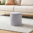 thumbnail image 1 of 13 Inches Boucle Round Ottoman with Storage - Foldable Ottoman Coffee Table for Living Room & Bedroom -Grey, 1 of 7