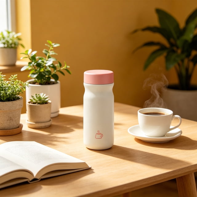 Tasse de Voyage en Acier Inoxydable Isolée 320 ml avec Couvercle et Poignée, Tasse à Café à Double Paroi Résistante aux Fuites pour Camping Voiture Bureau, Rose Orange Vert