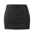 thumbnail image 4 of Women's High Waisted Mini Denim Skirts with Pockets Jean Bodycon Skirts (Black M), 4 of 4