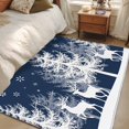 thumbnail image 5 of Winter White Elk Washable Area Rugs 4'x6', Christmas Tree Snowflake Navy Background Low Pile Throw Living Room Rug Non-Slip Sturdy Edge Binding Carpet for Indoor Entryway Bedside Kitchen, 5 of 9