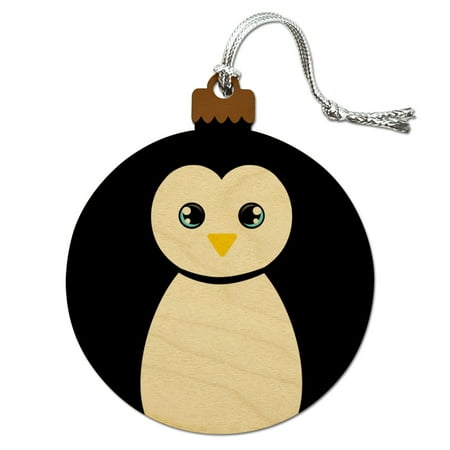 Cute Penguin Black and White Wood Christmas Tree Holiday