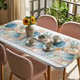 thumbnail image 3 of Vintage Beach Coastal Table Cloths for 5 Foot Rectangle Tables, Nautical Shell Starfish Coral Summer Patio Waterproof Elastic Fitted Tablecloths, Washable Rectangular Table Cover for Camping, 3 of 8