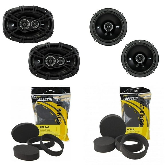 Kicker DSC 6.5" & 6x9" 3-Way Coaxial with RKFR Foam Fast Ring Speaker Enhancement Kit