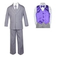 thumbnail image 2 of 7pc Baby Toddler Boy Formal Party Medium Gray Suit w/ Satin Vest & Bow tie Sm-20, 2 of 4