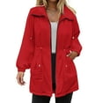 thumbnail image 2 of GEWSEY Womens Rain Jacket with Hood Packable Lightweight Raincoats for Women Waterproof Long Rain Coat Windbreaker (Red, 4XL), 2 of 9
