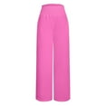 thumbnail image 4 of zaveiop Linen Pants for Women High Waisted Cotton Wide Leg Pants Wide Leg Belt Pocket (Hot Pink, S), 4 of 4