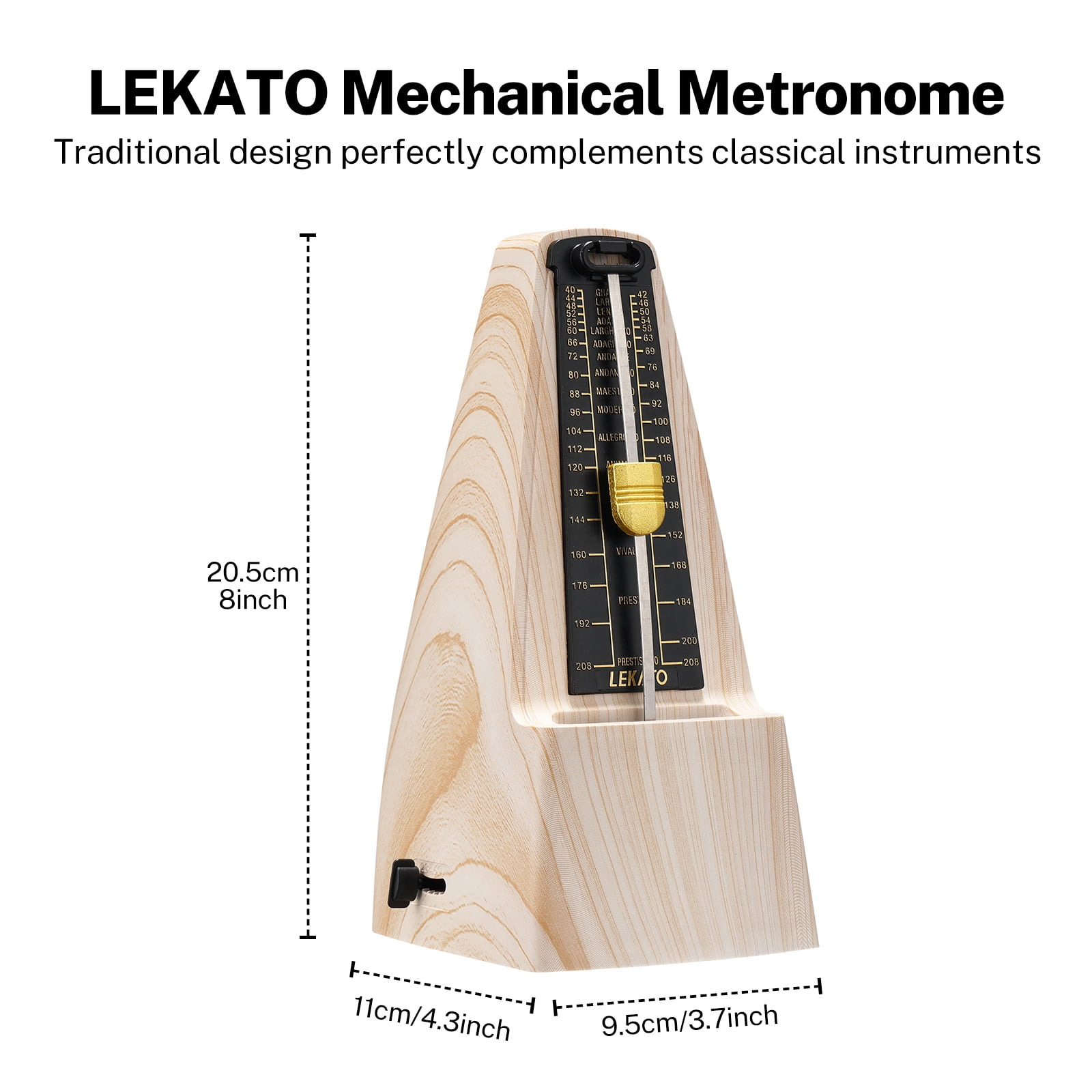 LEKATO Mechanical Metronome Universal Metronome for Piano Guitar Ukulele Violin with Loud Sound Accurate Track Beat Tempo for Beginner