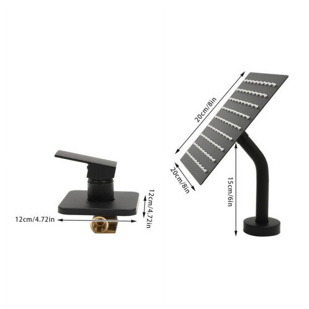 Shower Faucet Set 8" Black Rain Shower Head Combo with Valve Kit Wall Mounted