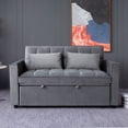 thumbnail image 5 of Gewnee 55'' Modern Convertible Velvet Sofa Bed with Pull-Out Twin Bed, Adjustable Backrest for Living Room, Office (Dark Gray), 5 of 11