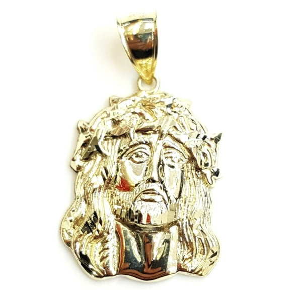 10k yellow gold jesus face head pendant charm fine religious gift jewelry 6.2g