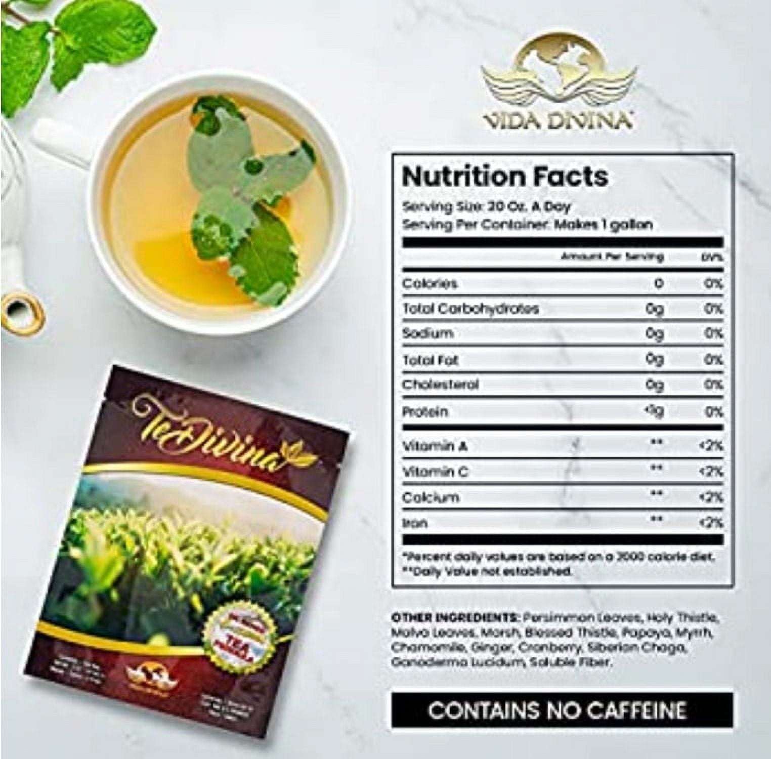 TeDivina Organic Detox Tea, Caffeine-Free, 12 Blended Herbs, 0.3oz