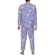 thumbnail image 7 of Salouo Butterflies And Flowers Print Button-Front Long Sleeve Pajama Set for Men, Soft 2Pjs Men's Long Sleeve Sleepwear -Large, 7 of 7