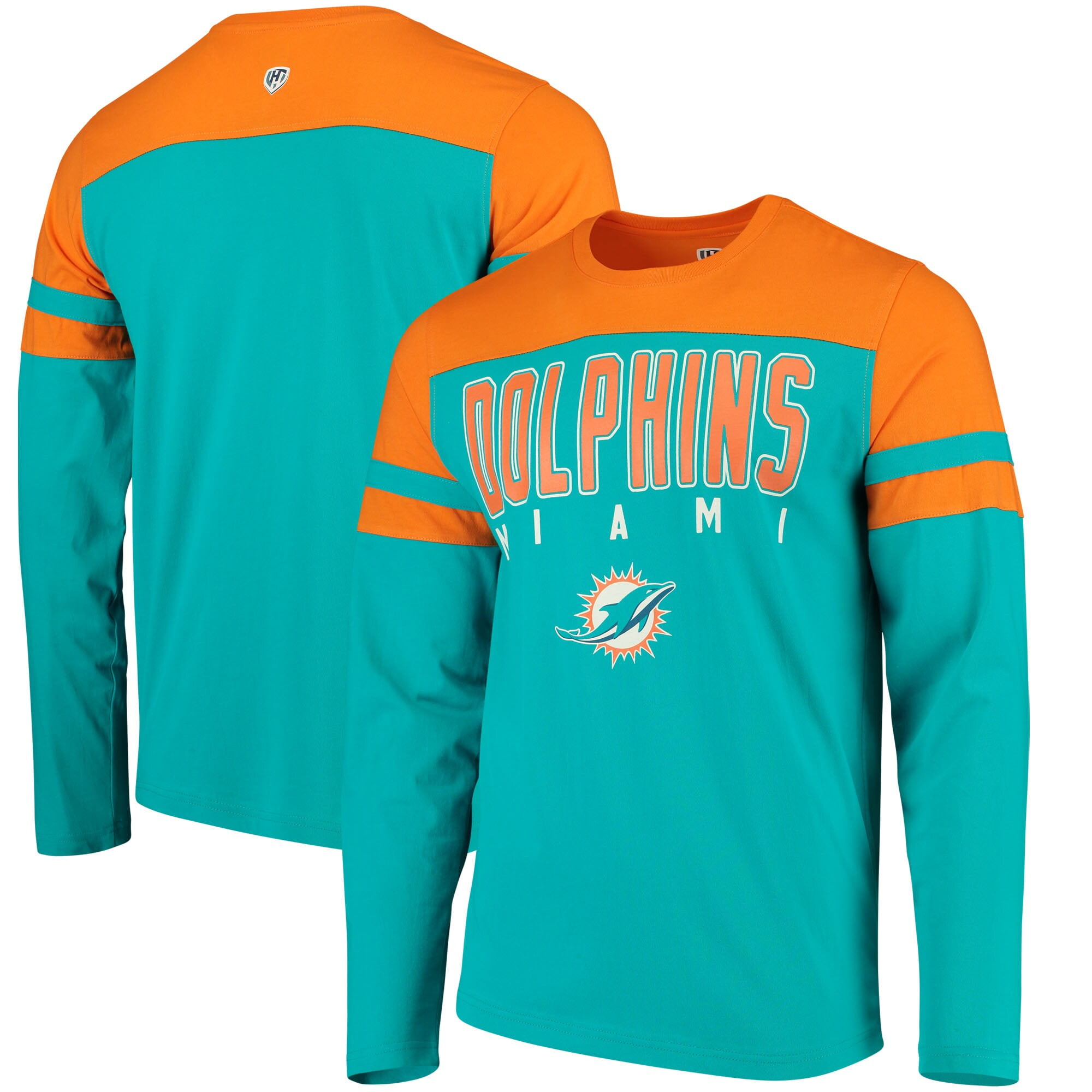 Miami Dolphins Hands High Lifestyle Playoff Long Sleeve T-Shirt - Aqua ...