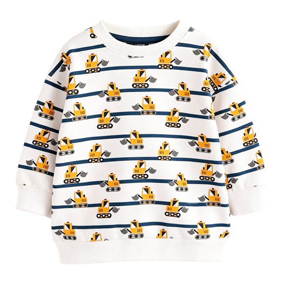 RFQWOVSR Toddler Boys' Crewneck Long Sleeve Sweatshirt with Print for Casual Wear