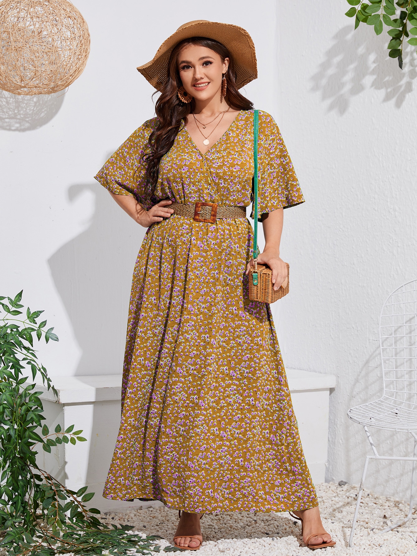 Boho Women's Plus Size Ditsy Floral 