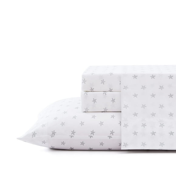 Tommy Bahama | Percale Collection | Sheet Set - 100% Cotton, Crisp & Cool, Lightweight & Moisture-Wicking Bedding, King, Starfish Treasure