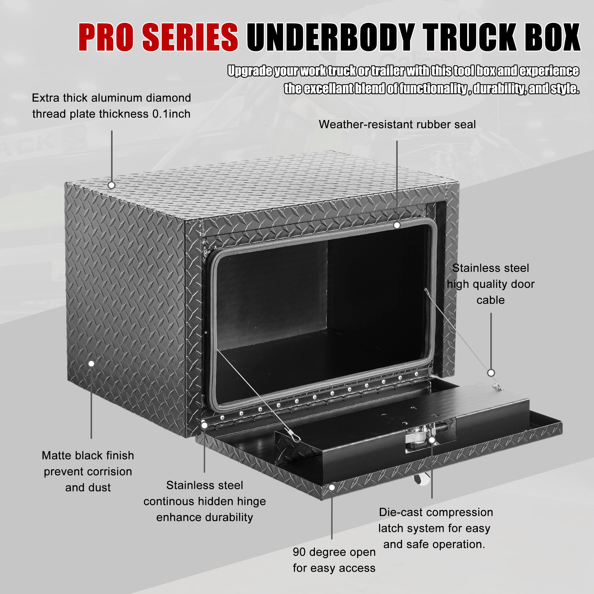 Jopath 30 Inch Aluminum Underbody Truck Tool Box Heavy Duty Underbed Toolbox Tool Storage Organizer Chest With Lock And Keys, Waterproof Trailer Box For Pickup Truck Atv Rv Trailer