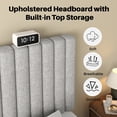 thumbnail image 3 of Frostbloom Queen Size Lift-Up Storage Platform Bed with Vertical-Stripe Velvet Upholstered Headboard, Light Gray, 3 of 11