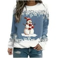 thumbnail image 1 of Rbaofujie Chandails d'Automne Noël Femmes Mode Décontractée Imprimé Col Rond Ample Manches Longues Hauts Blouse Chandails en Molleton Bleus Mode Femmes Chandails à Capuchon & Chandails en Molleton, 1 of 3