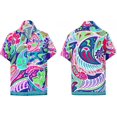 thumbnail image 4 of HAPPY BAY Men's Funky Beach Short Sleeve Hawaiian Shirts S Geometric, Blue Summer Vacation Holiday, 4 of 4