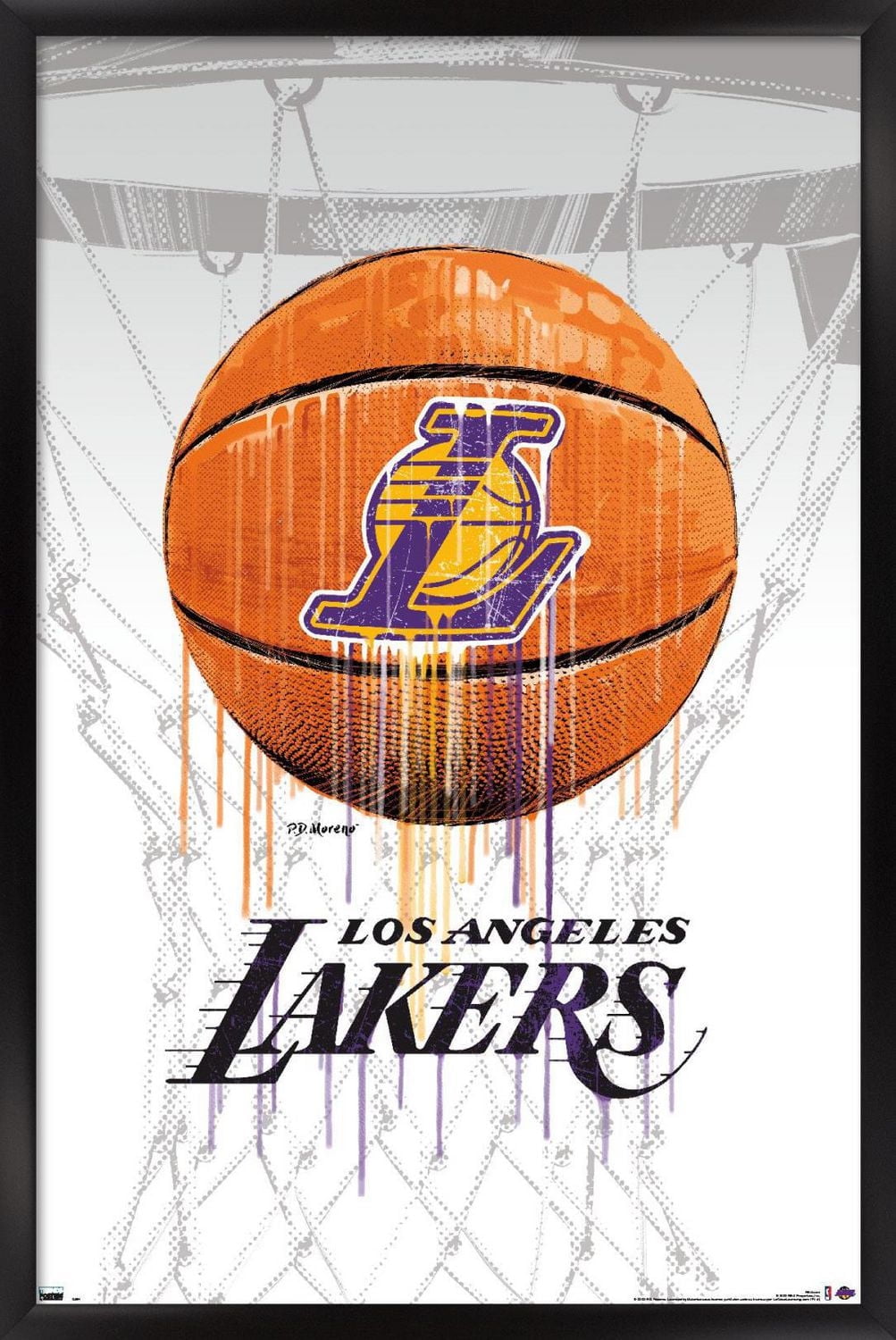 NBA Los Angeles Lakers - Drip Ball 20 Wall Poster, 22.375" x 34" Framed