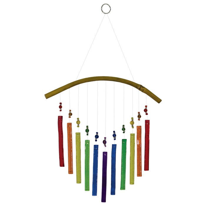 In the Breeze Rainbow Arrow Glass and Bead Wind Chime Colorful Hanging Suncatc