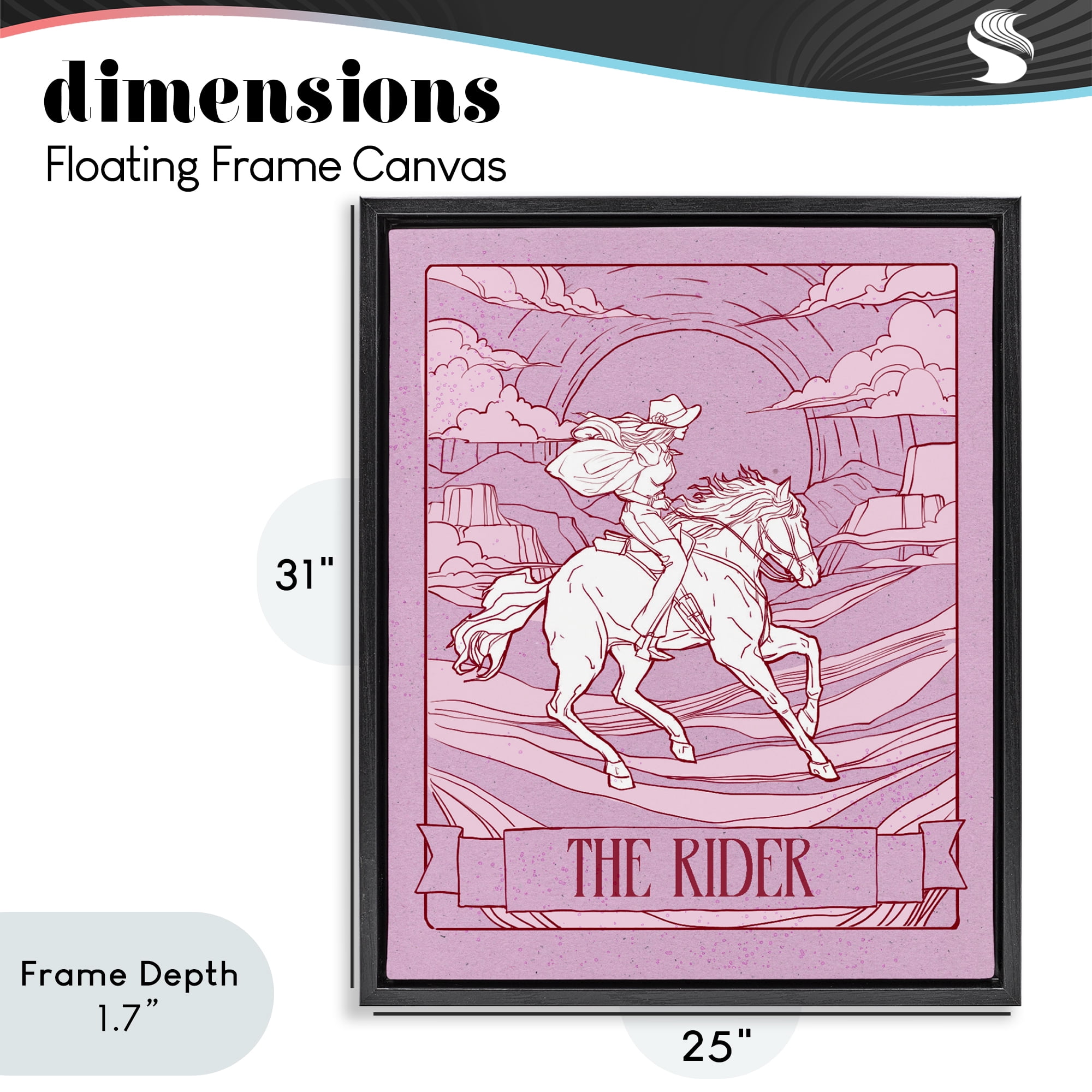 Stupell Industries Cowgirl Rider Tarot Card Black Framed Floater Canvas Wall Art, design by Ziwei Li